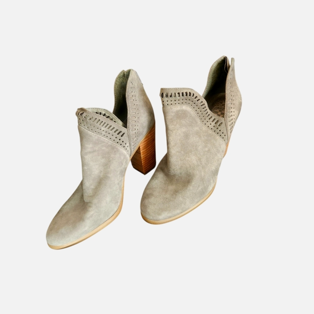 Vince Camuto Perforated Gray Suede Ankle Boot 7M